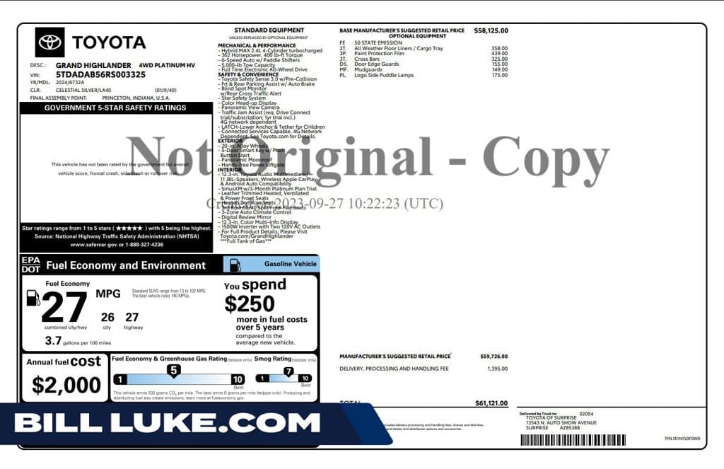 2024 Toyota Grand Highlander Hybrid MAX Platinum — photo 1 of 10