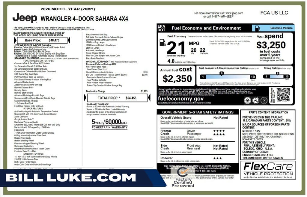 2026 Jeep Wrangler Sahara — photo 1 of 10
