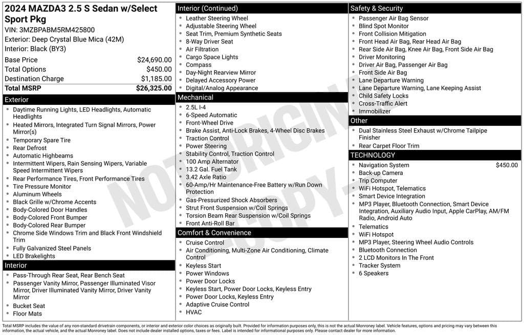 2024 Mazda Mazda3 Sedan 2.5 S Select Sport — photo 1 of 5