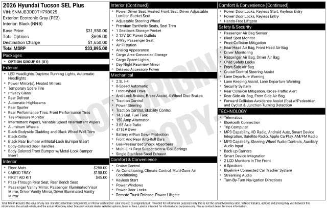 2026 Hyundai Tucson SEL Plus — photo 1 of 5