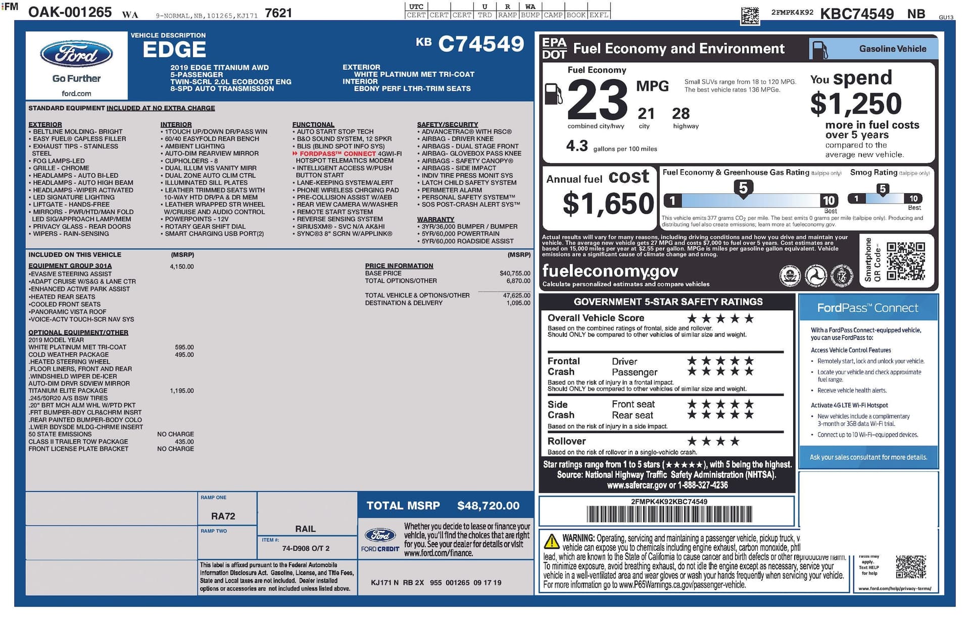 2019 Ford Edge Titanium — photo 1 of 5