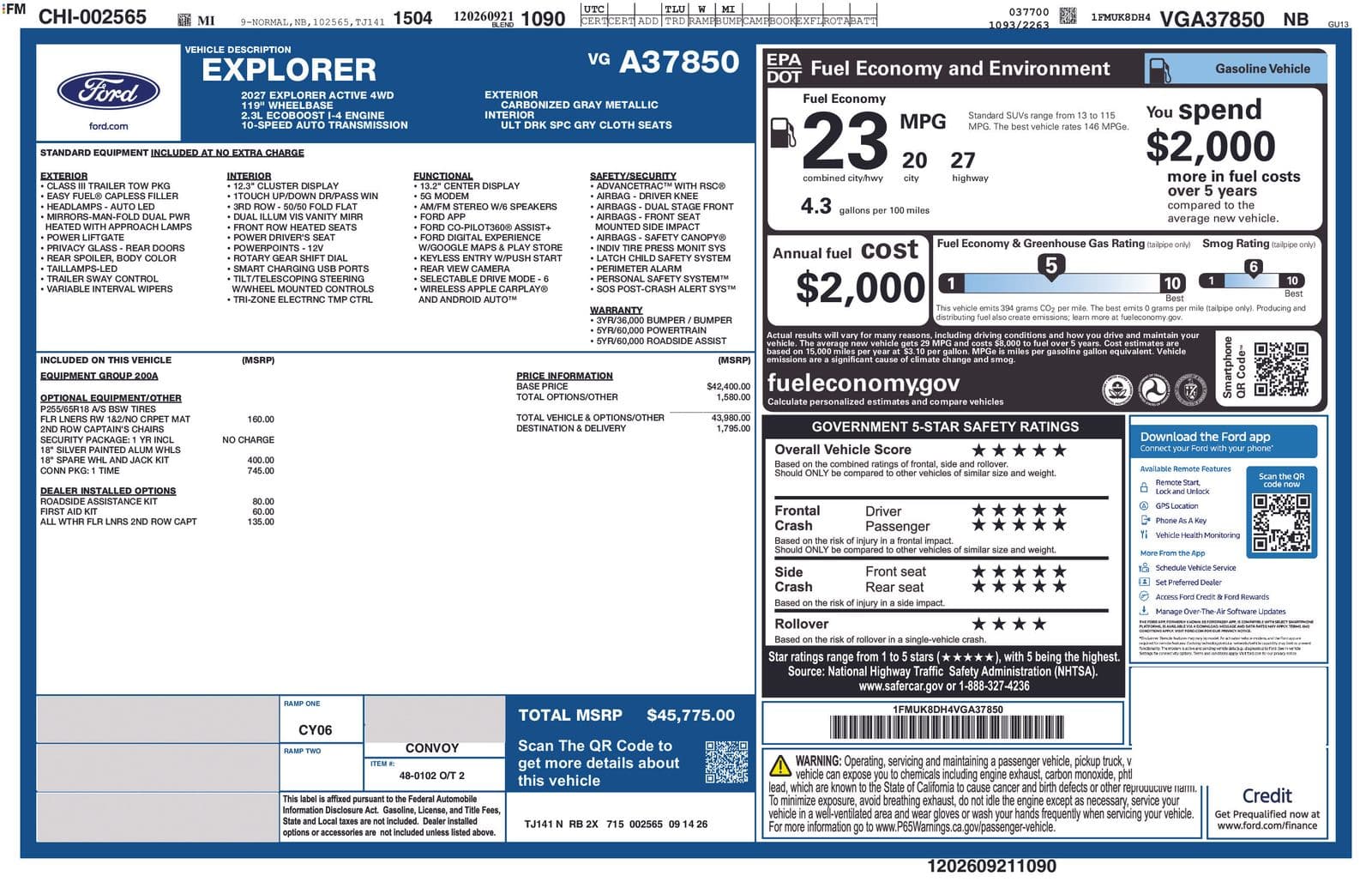 2027 Ford Explorer Active w/100A Pkg — photo 1 of 8