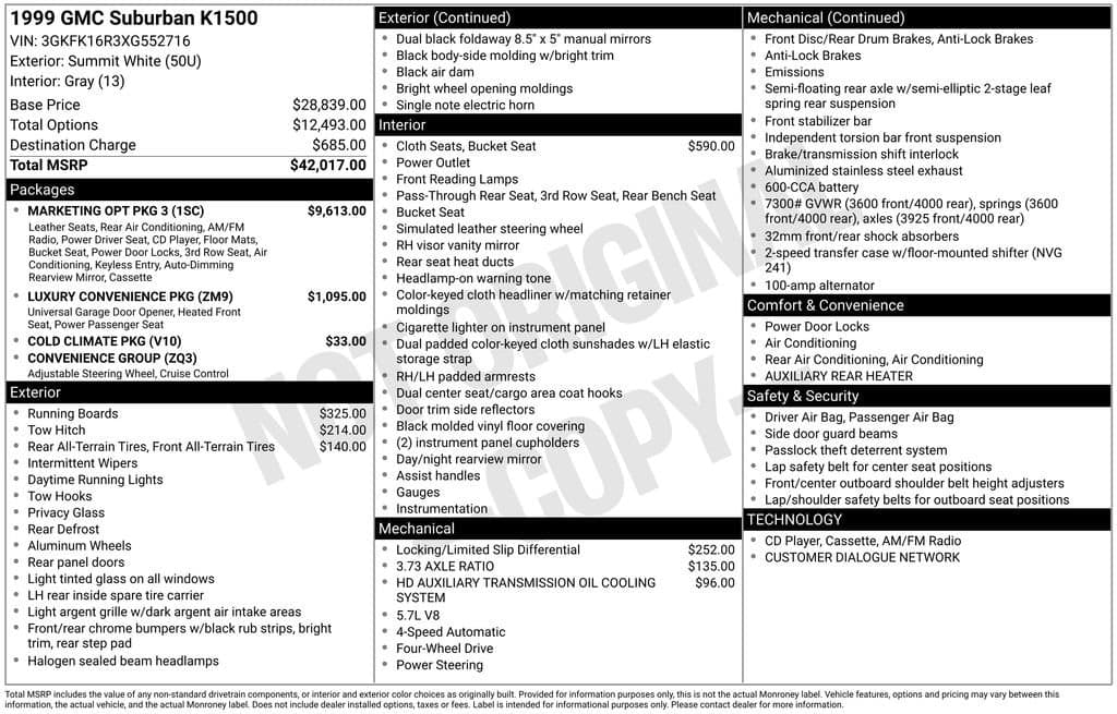 1999 GMC Suburban Base — photo 1 of 8