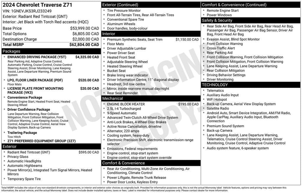 2024 Chevrolet Traverse AWD Z71 — photo 1 of 8