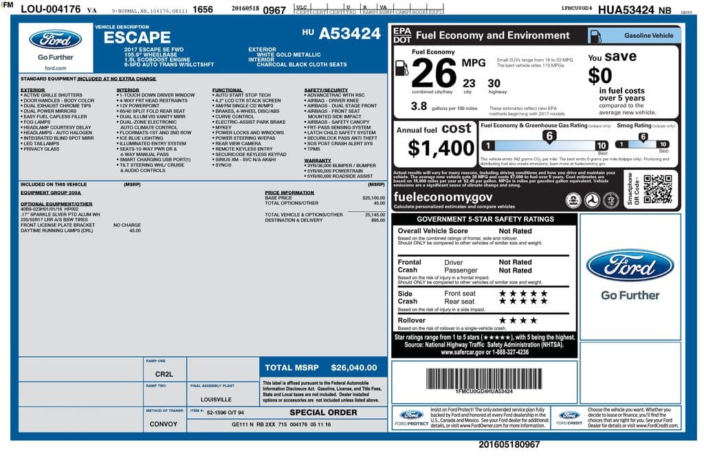 2017 Ford Escape SE — photo 1 of 16
