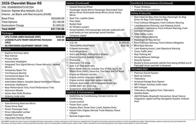 2026 Chevrolet Blazer RS — photo 1 of 8