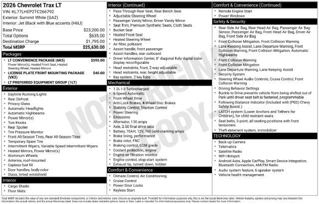 2026 Chevrolet Trax LT — photo 1 of 7
