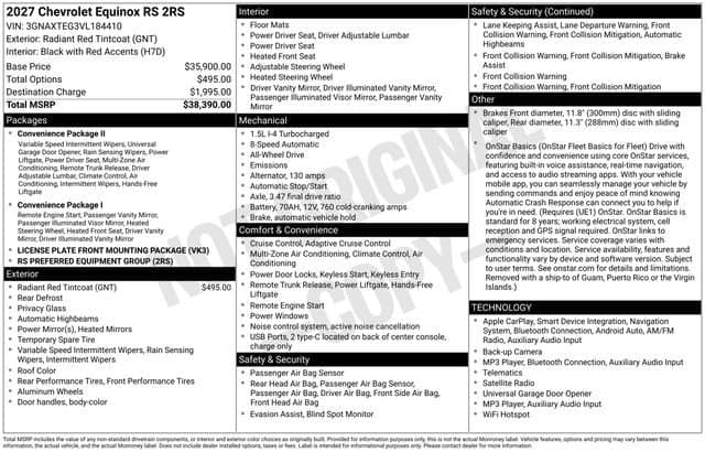 2027 Chevrolet Equinox AWD RS — photo 1 of 7