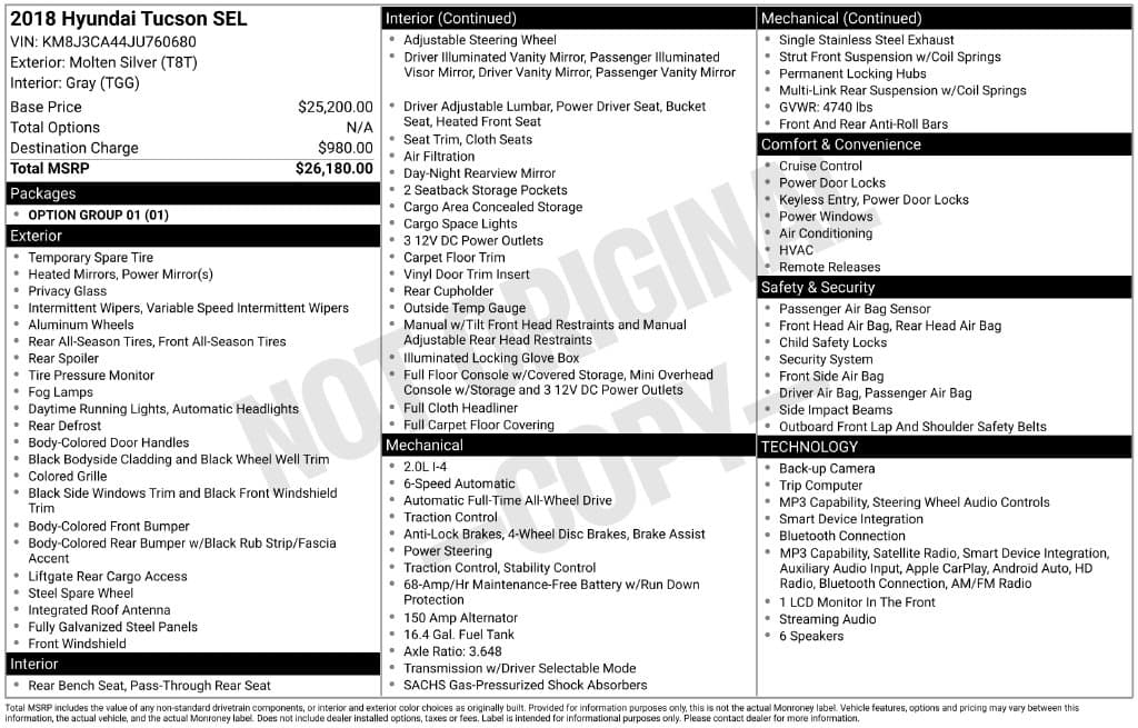 2018 Hyundai Tucson SEL — photo 1 of 2