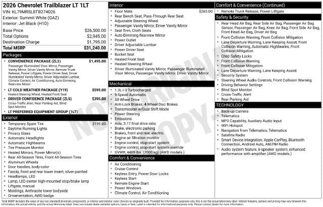 2026 Chevrolet Trailblazer LT — photo 1 of 7