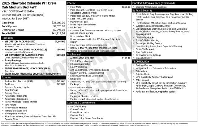 2026 Chevrolet Colorado 4WD Work Truck — photo 1 of 31