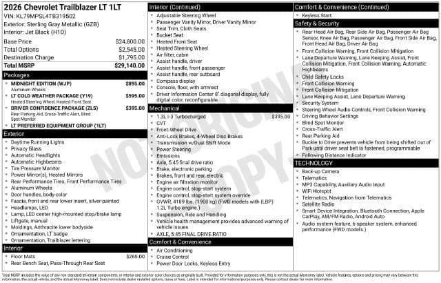 2026 Chevrolet Trailblazer LT — photo 1 of 31