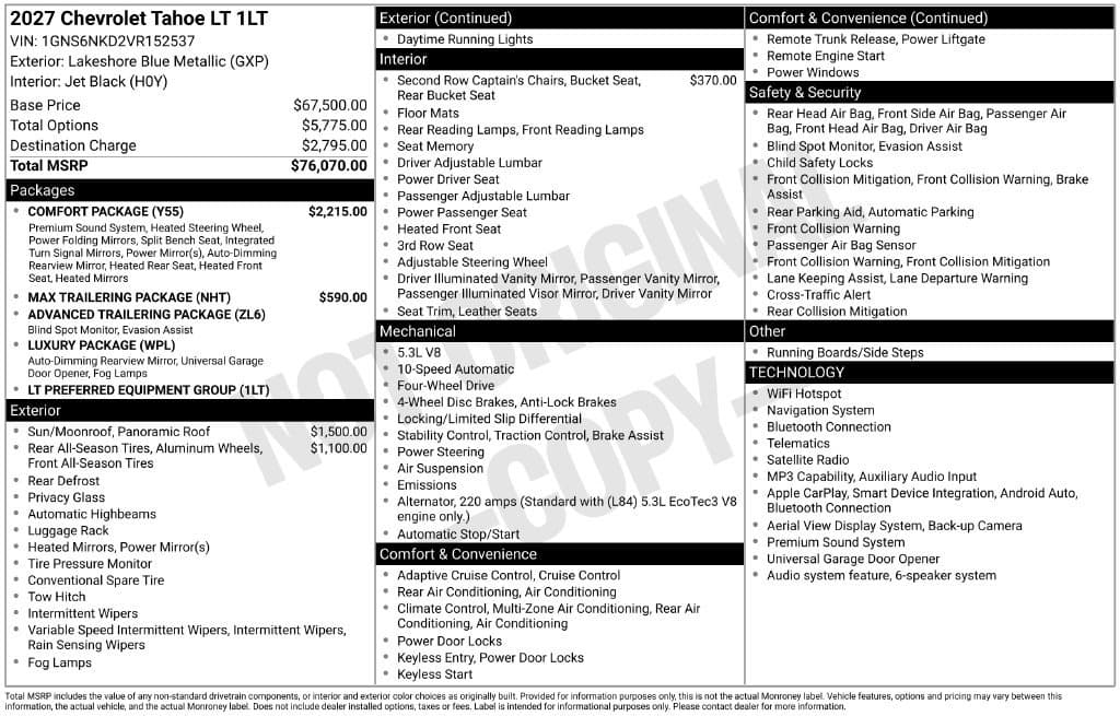 2027 Chevrolet Tahoe LT — photo 1 of 32