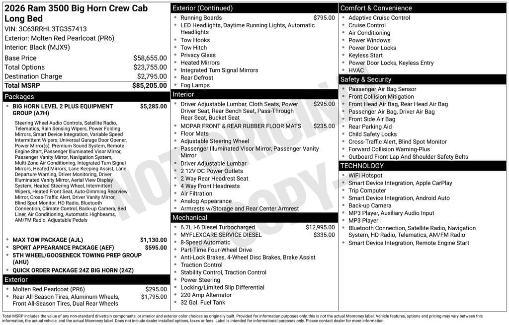 2026 RAM 3500 BIG HORN CREW CAB 4X4 8' BOX — photo 1 of 31