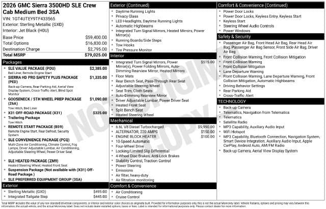 2026 GMC Sierra 3500HD SLE — photo 1 of 8