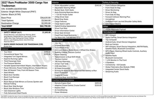 2027 RAM ProMaster 3500 High Roof — photo 1 of 14