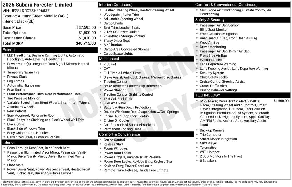 2025 Subaru Forester Limited — photo 1 of 2