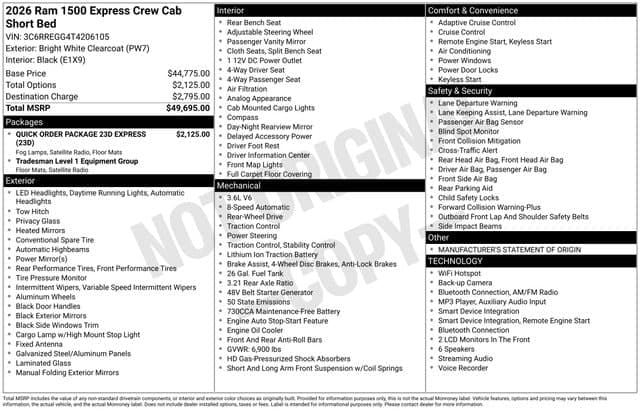 2026 RAM 1500 EXPRESS CREW CAB 4X2 5'7 BOX — photo 1 of 10