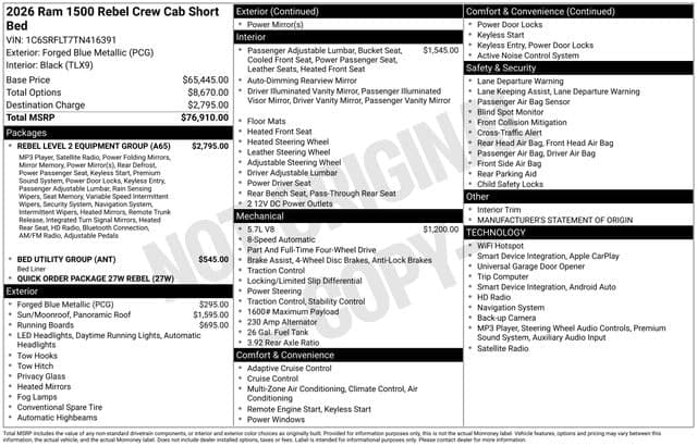 2026 RAM 1500 REBEL CREW CAB 4X4 5'7 BOX — photo 1 of 10