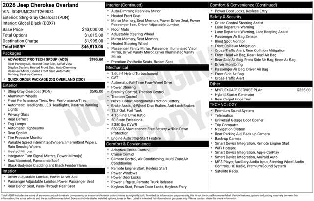 2026 Jeep Cherokee Overland — photo 1 of 10