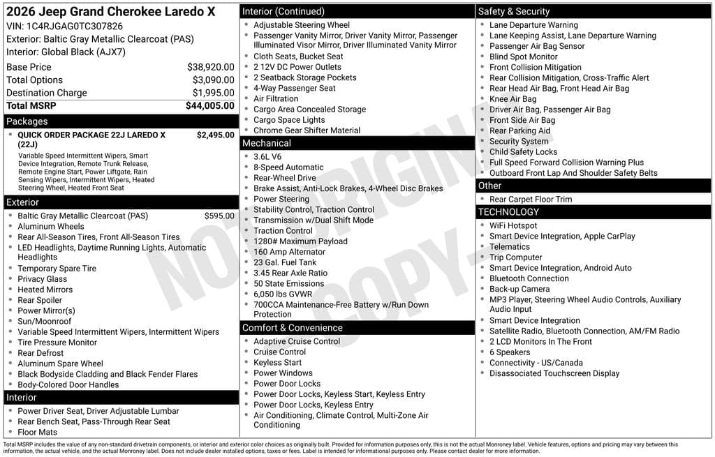 2026 Jeep Grand Cherokee LAREDO X 4X2 — photo 1 of 13