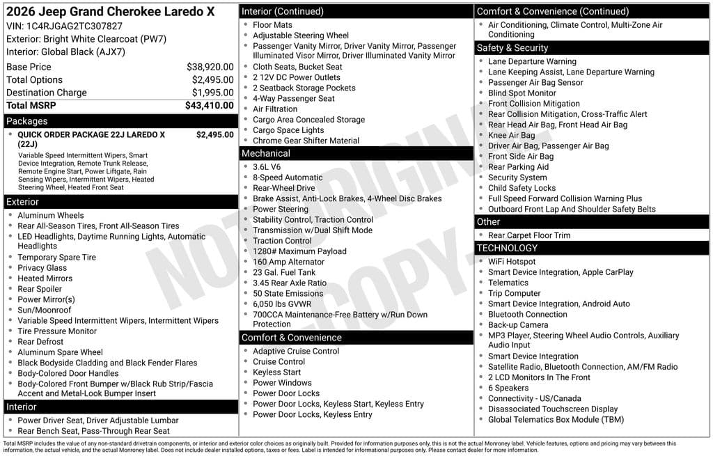 2026 Jeep Grand Cherokee LAREDO X 4X2 — photo 1 of 13