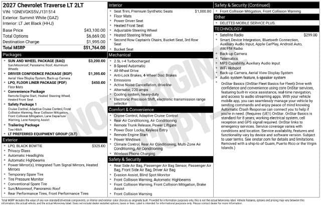 2027 Chevrolet Traverse AWD LT — photo 1 of 8