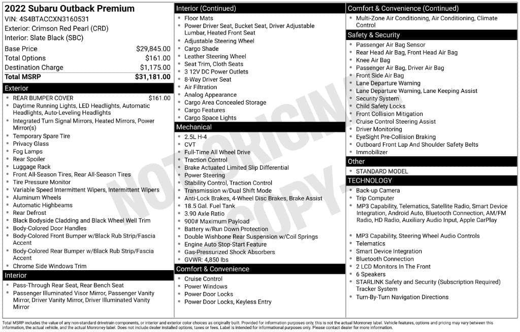 2022 Subaru Outback Premium — photo 1 of 2