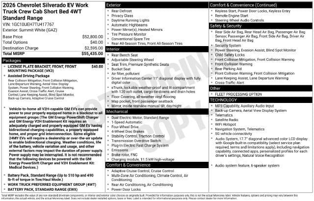 2026 Chevrolet Silverado EV Base — photo 1 of 2