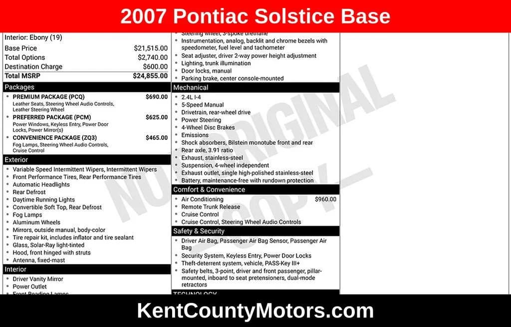 2007 Pontiac Solstice 2DR CONV — photo 1 of 5