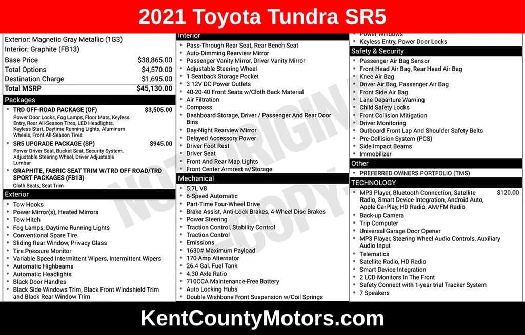 2021 Toyota Tundra 4WD SR — photo 1 of 3