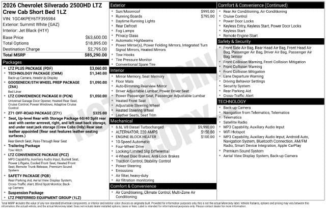 2026 Chevrolet Silverado 2500HD LTZ — photo 1 of 2